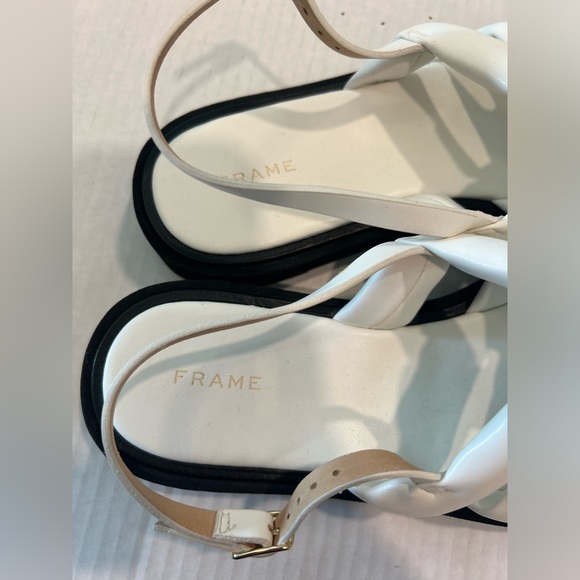 Frame Puffy Strap Le Weston Cushioned Sandal Size 39 White - Picture 5 of 6